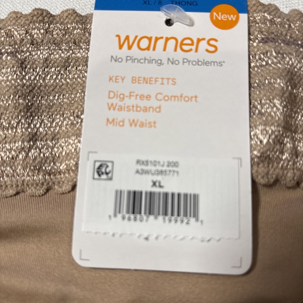 NEW Warners No Pinching No Problems Lace Thong RX5101J Women's Size XLarge 8 - Picture 2 of 4